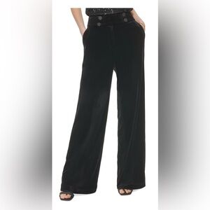Calvin Klein Velvet Sailor Button Waist Wide Leg Trousers